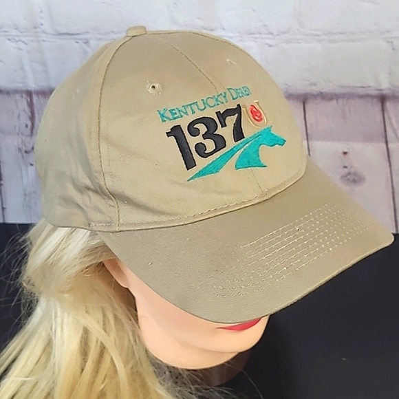 Vintage Kentucky Derby 137 Tan Beige Velcro Adjustable Hat Cap Unisex Adult 2011 - Picture 1 of 16